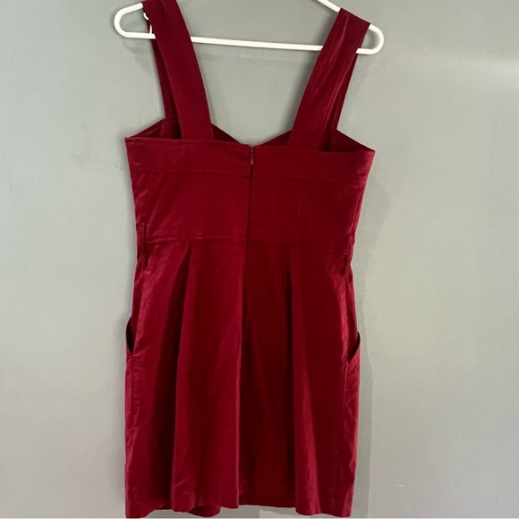 Urban Outfitters Women Angelique Belted Sleeveless Linen Mini Dress Red Size 2 - Picture 3 of 10